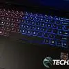 The keyboard on the HP OMEN 16 (AMD) gaming laptop with RGB LEDs on