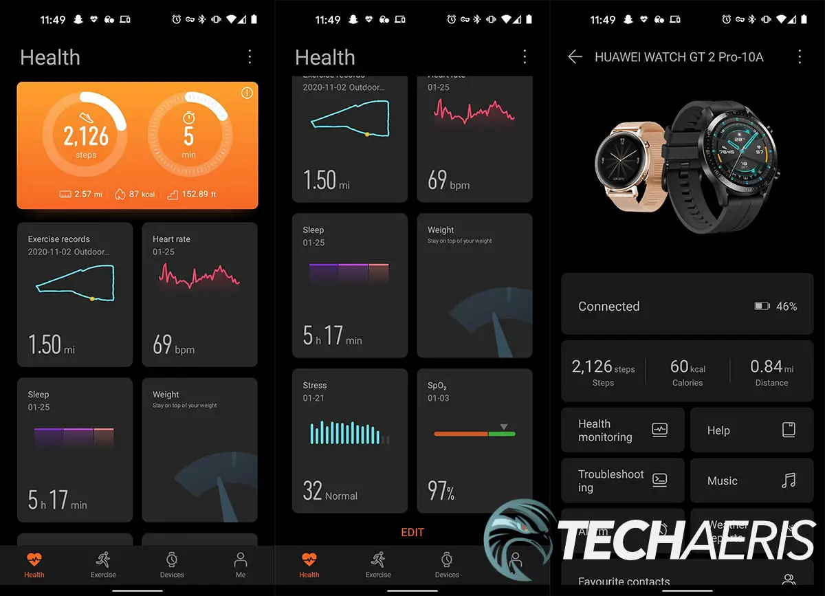 Huawei Health Android app screenshots