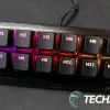 The MOUNTAIN MacroPad plugged in with backlit RGB lighting